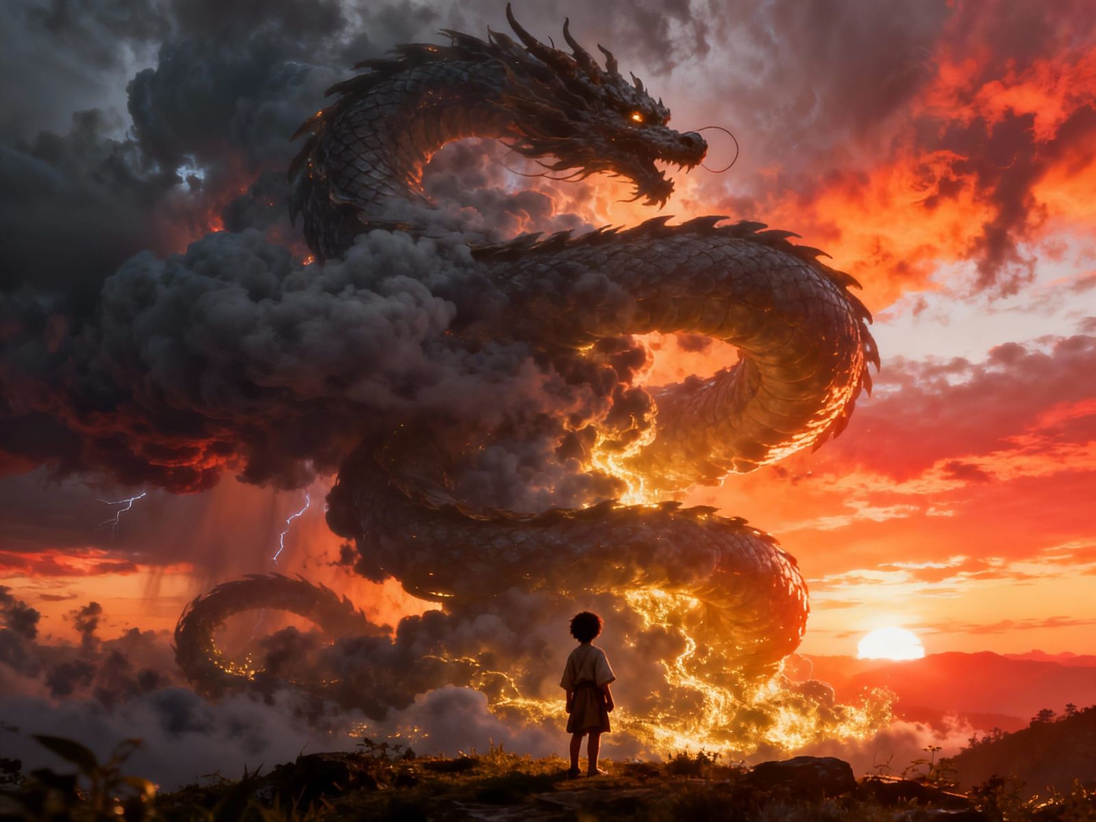 Colossal Dragon Thunderhead Storm at Sunset