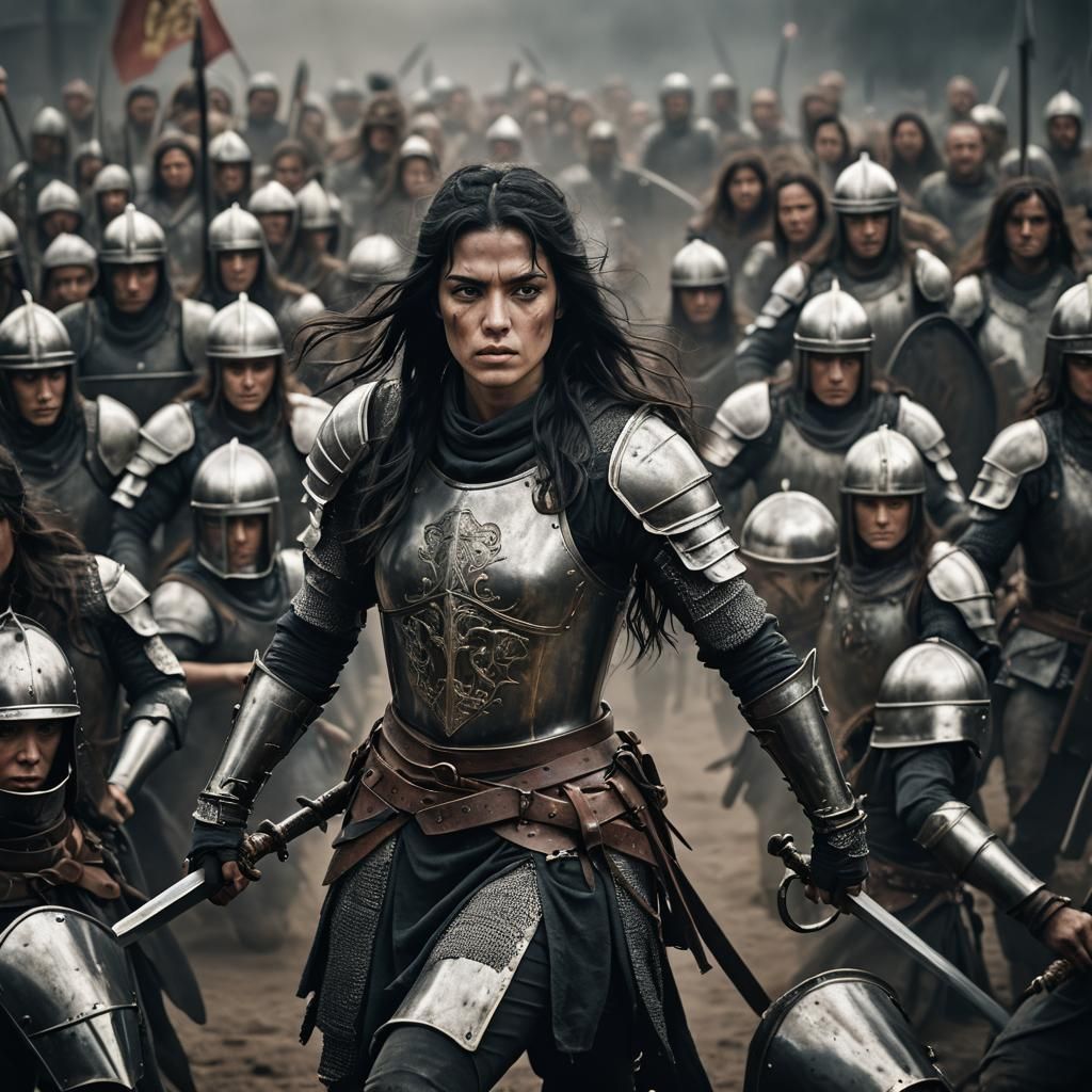 Female Knight Portrait on Ancient Battlefield