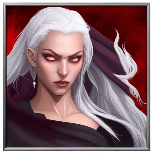 Evil Woman in Red Cloak: Detailed Portrait