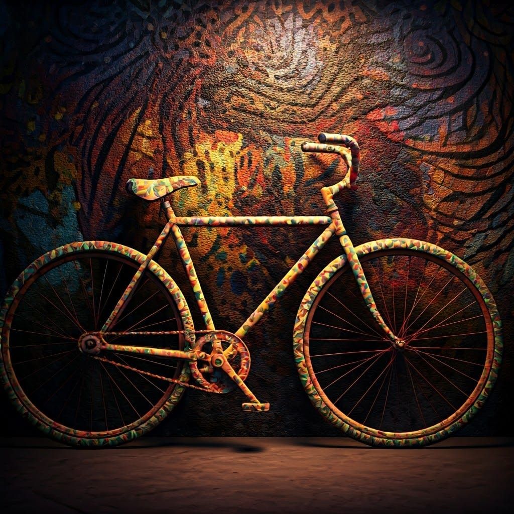 Kaleidoscopic Bicycle Blends Into Mural Art
