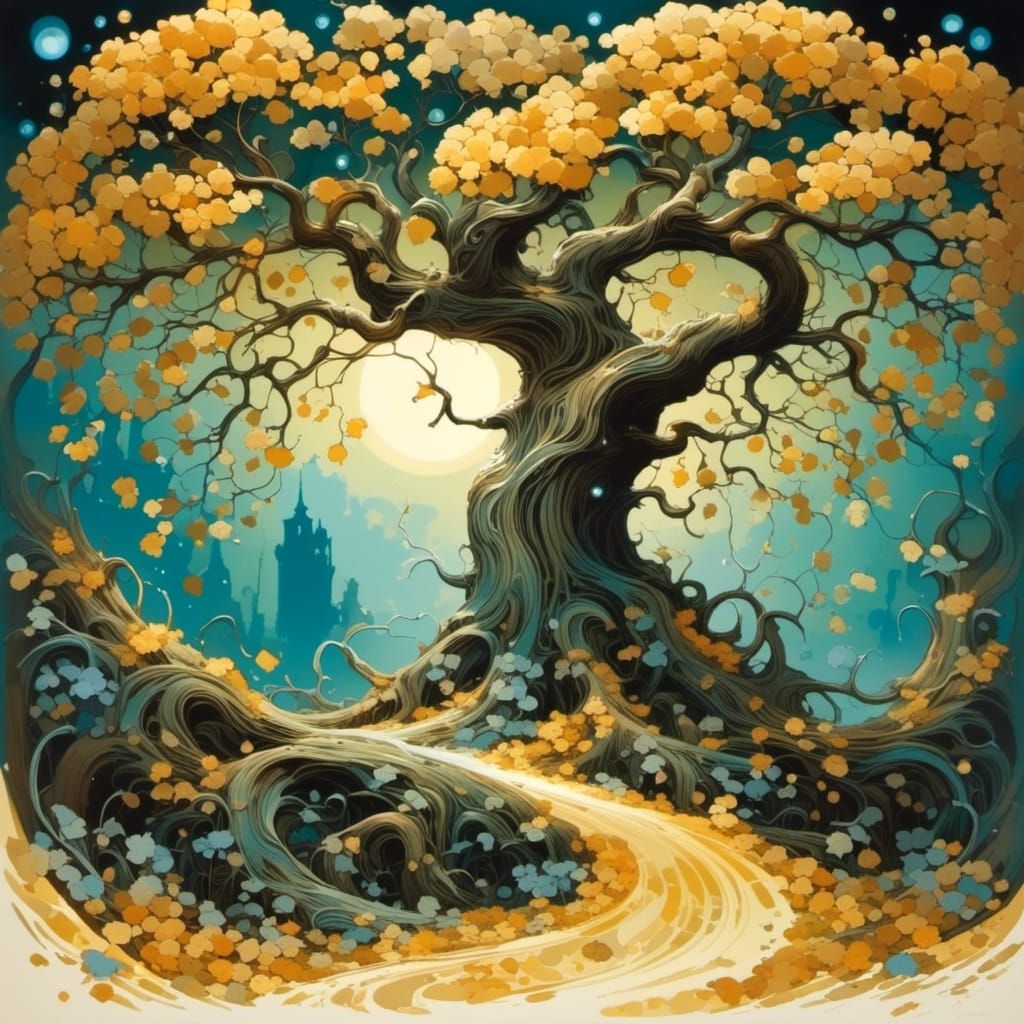 Glowing Tree by Crystal Lake: Fantasy Illustration