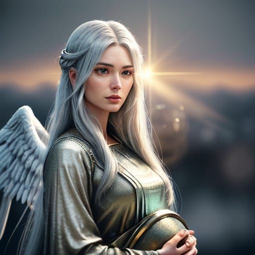 Serene Angel Mother in Golden Hour