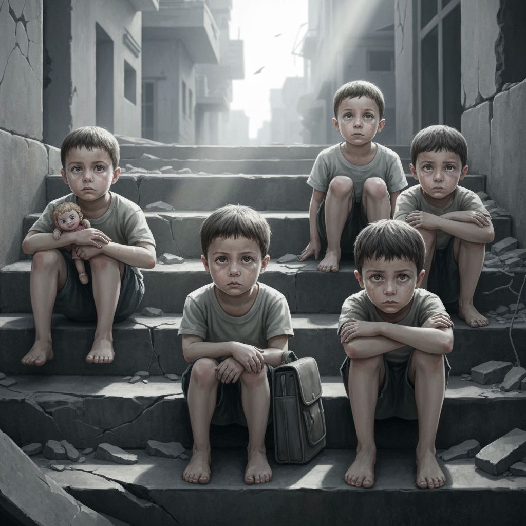 Boys in Abandoned Neighborhood: Emotional Digital Painting