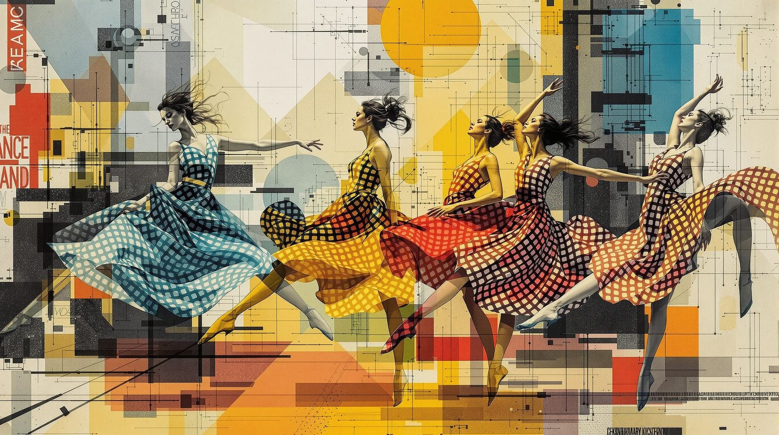 Ethereal Dancers in Cubist Expressionism Style