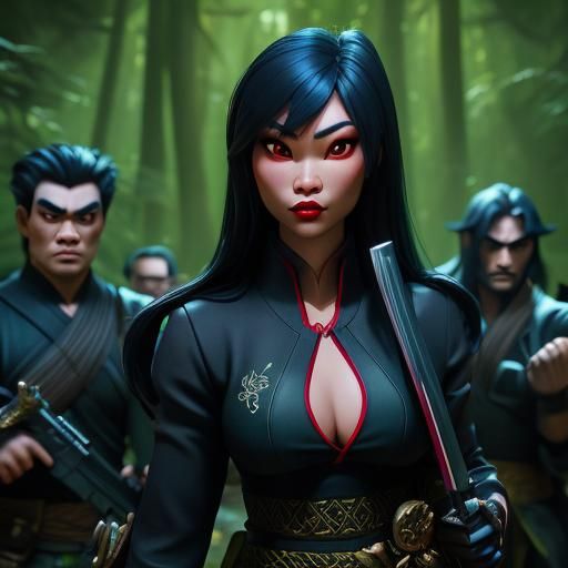 Asian Vampire Surrounded by Warriors: Professional Photograp...