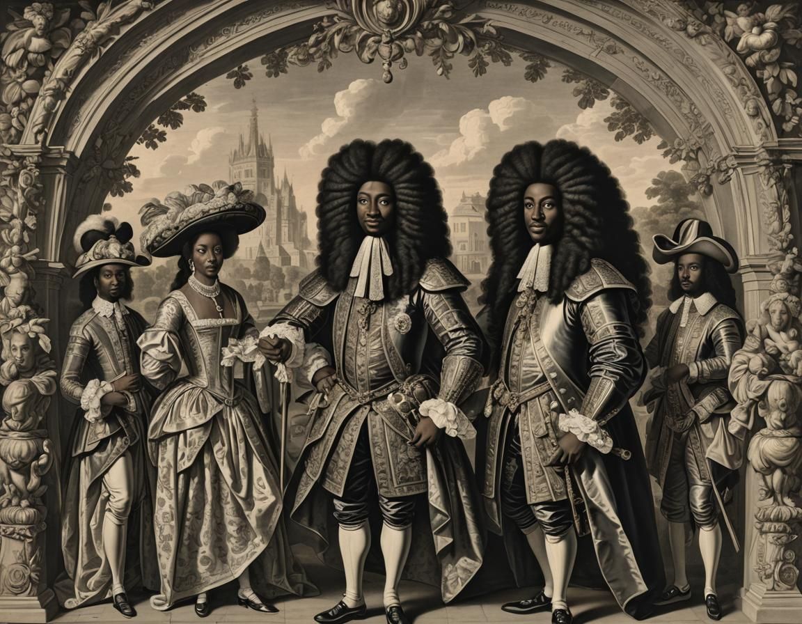 Royal Figures in 17th Century Engraving Style