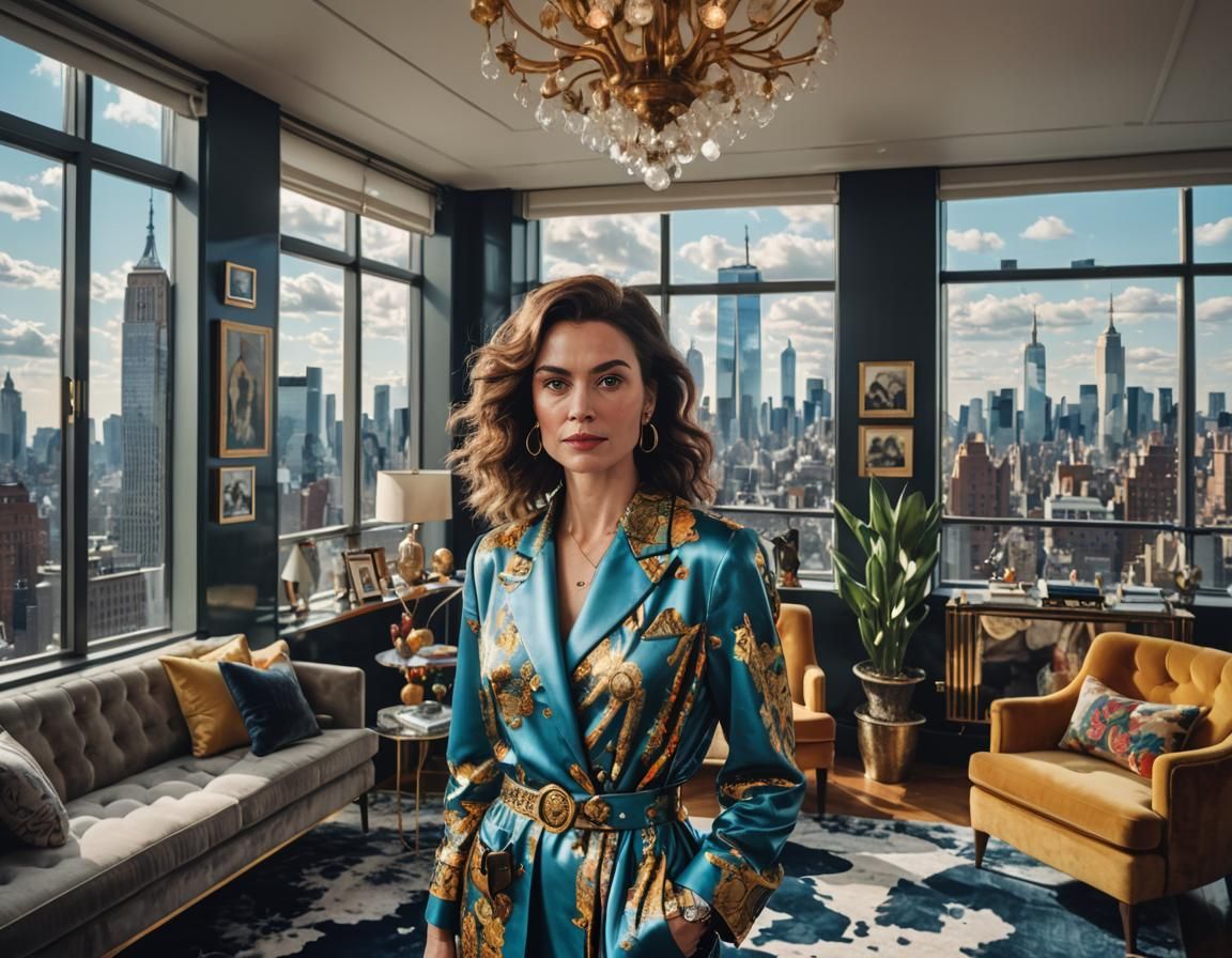 Maximalist Penthouse Interior with City View