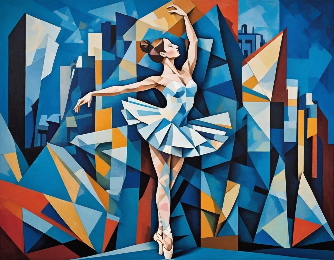 cubist painting of a ballerina