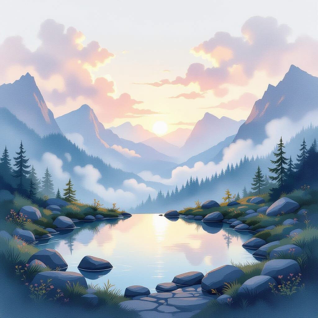 Ethereal Dawn Cloudscape with Hidden Sanctuary