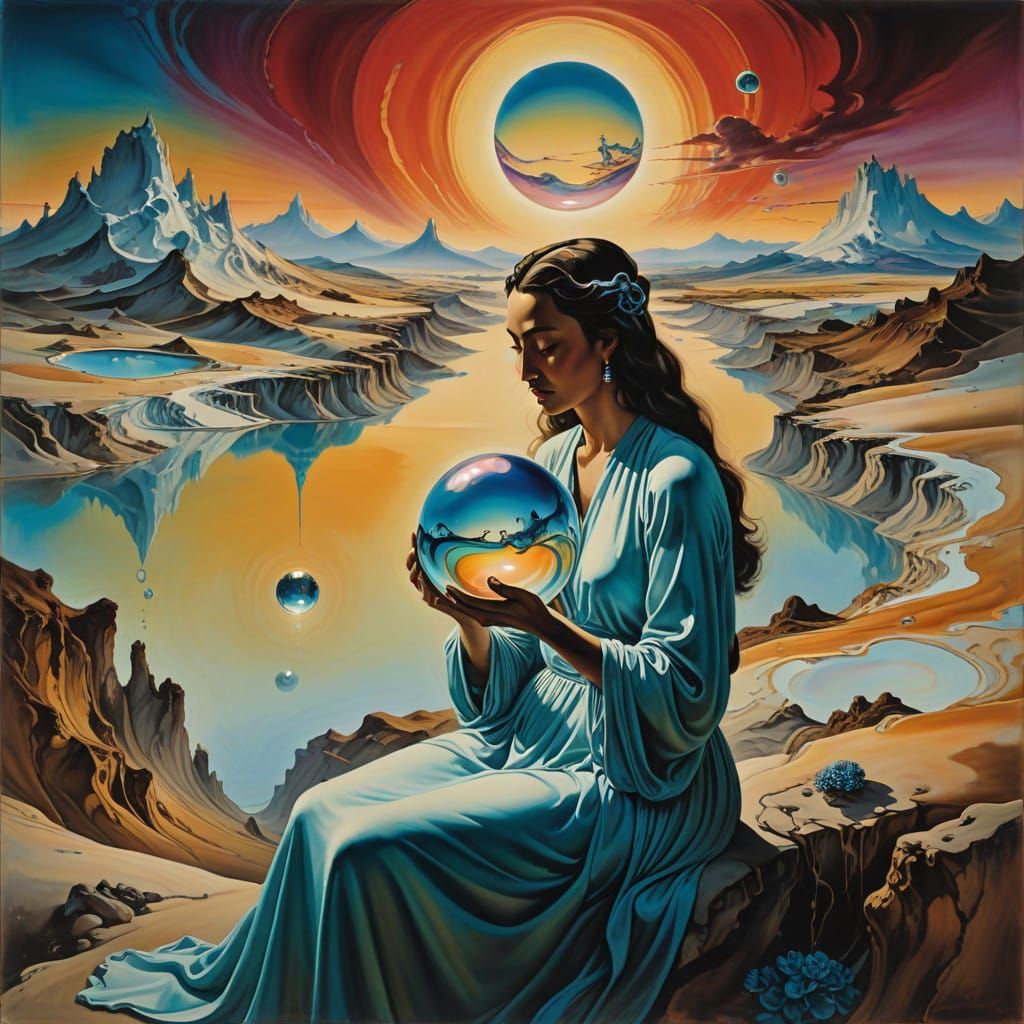 Ethereal Goddess in a Melting Landscape