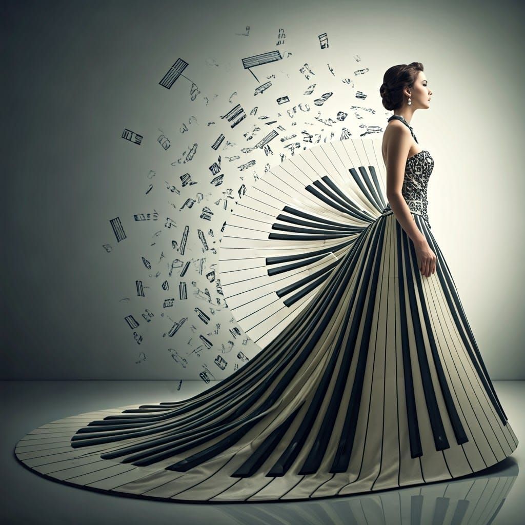 Black and white piano dress