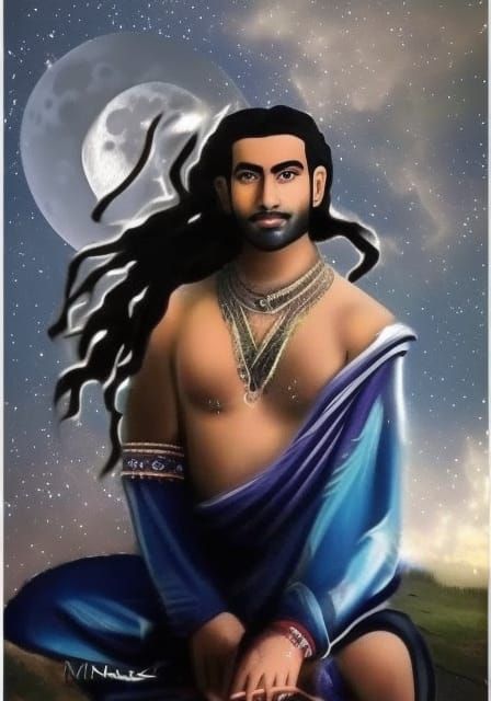 The Moon God Mani: Digital Art Portrait