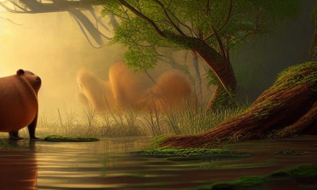 Capybara in Fantastical Swamp Concept Art