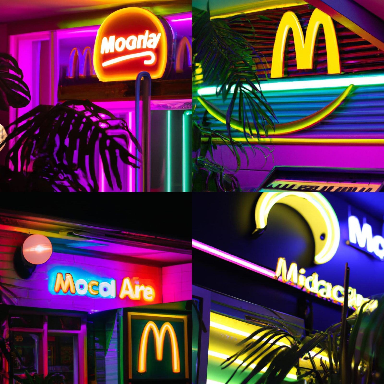 80s Neon Jungle McDonald's with Moon Pianist