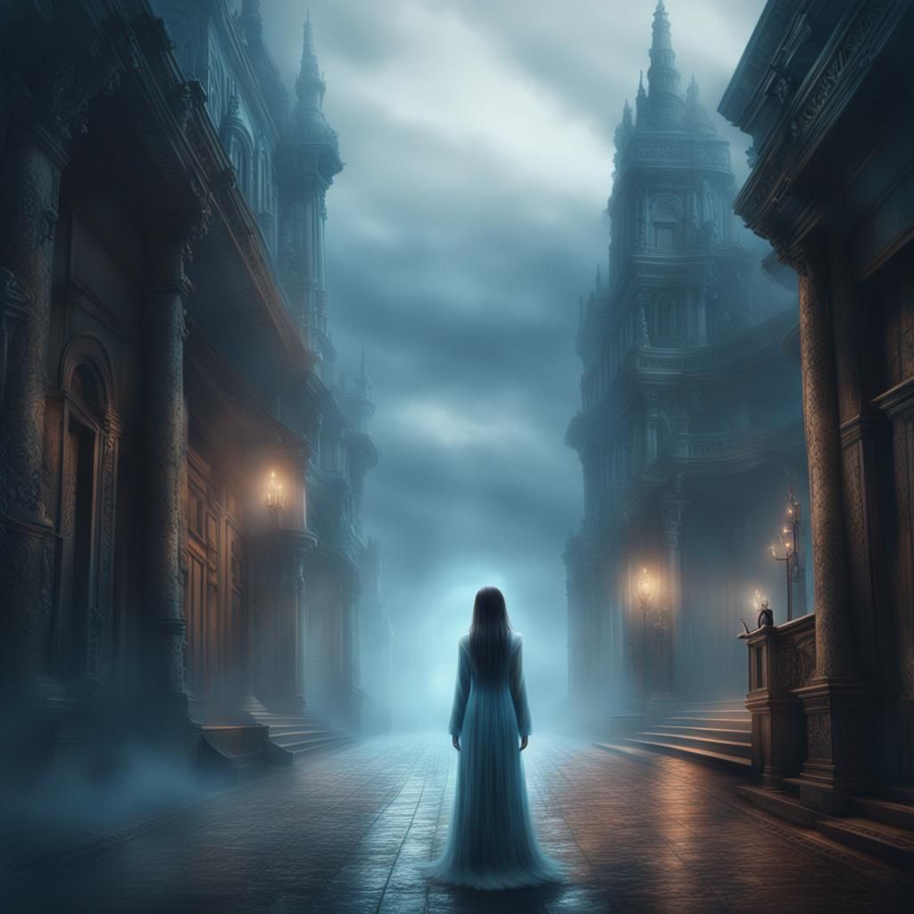 Ghostly Entity Awaits Light: Fantastical Digital Painting