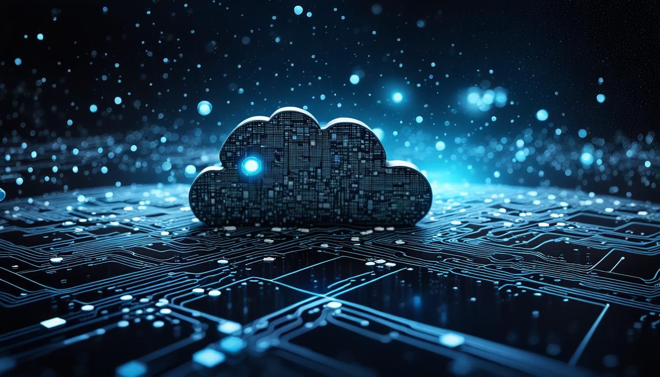 Futuristic 3D Cloud Computing and Network Illustration