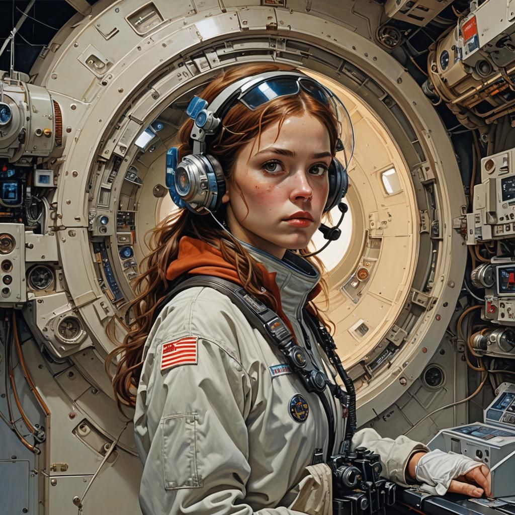 Sci-Fi Girl on Alien Planet in Hyperrealism Style