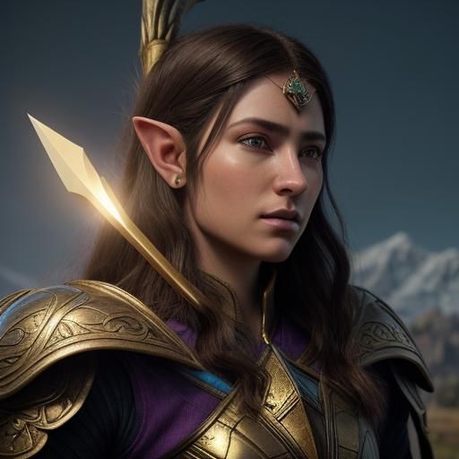 Epic Elf Archer in Dark Fantasy Landscape