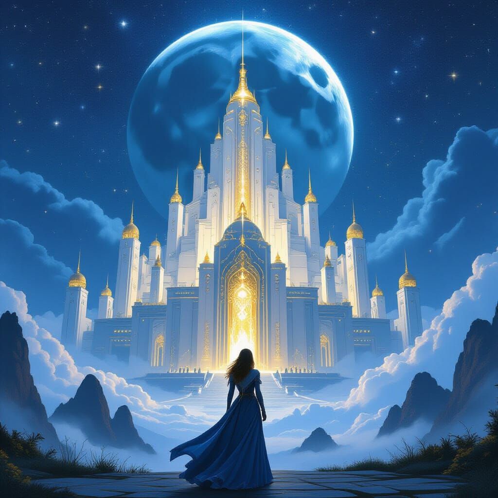 Mystical Continent Fantasy Book Cover with Celestial Details