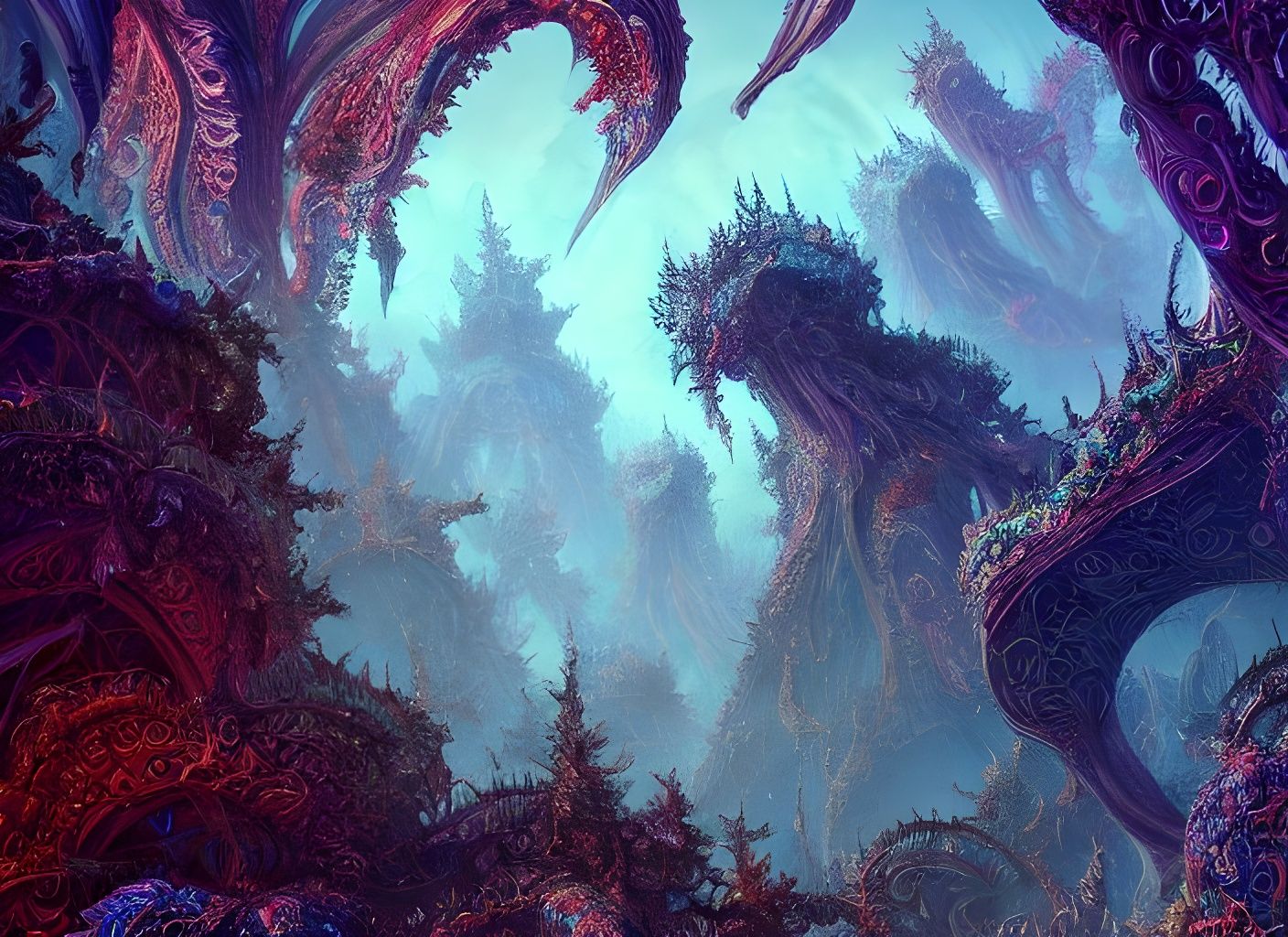 Psychedelic Fractal Nephilim Megastructure in Digital Painti...