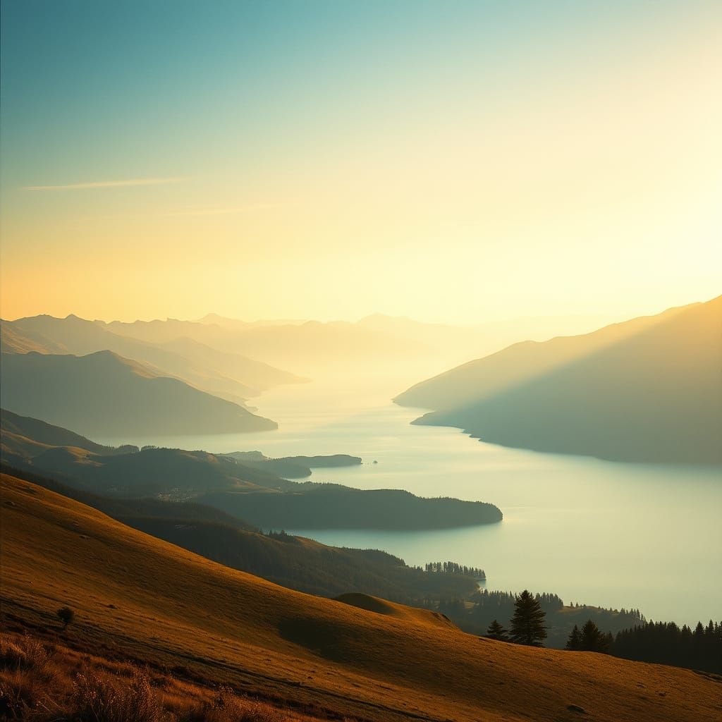 Cinematic Landscape with Majestic Mountains and Serene Lake