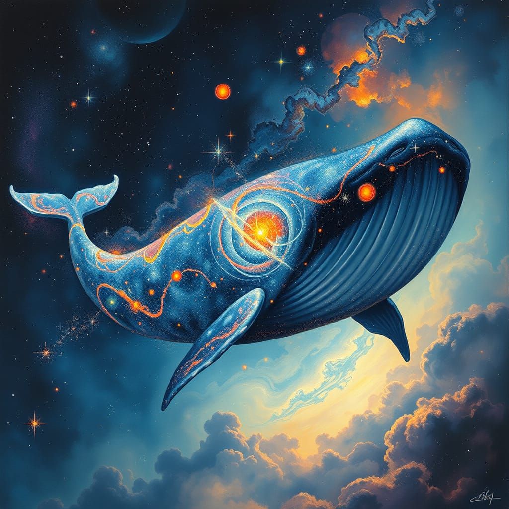 Celestial Whale Swimming Through Cosmic Ocean