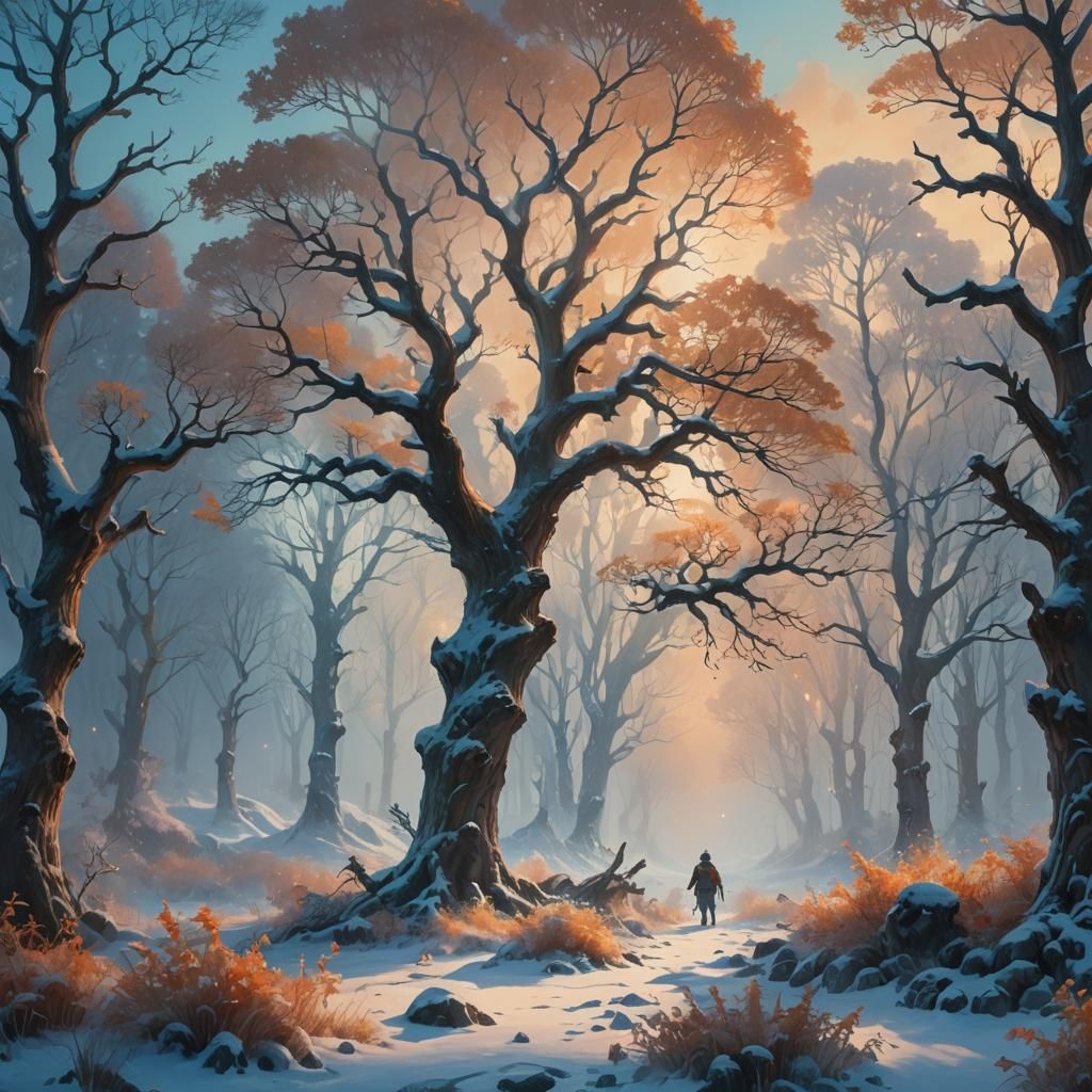 Oak Tree Pygmy in Ancient Arctic Landscape