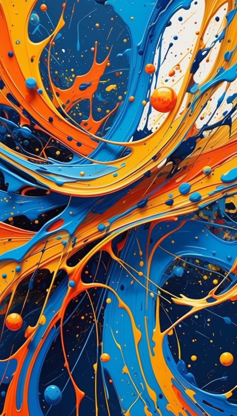 Abstract Expressionist Symphony in Blue and Orange