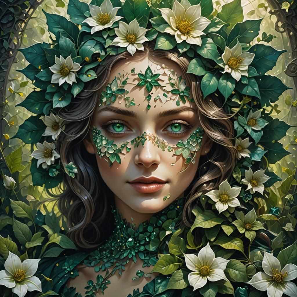 Ethereal Flower Woman in a Sunlit Garden