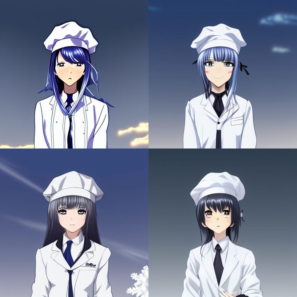 Anime Girl in White with Black Shirt