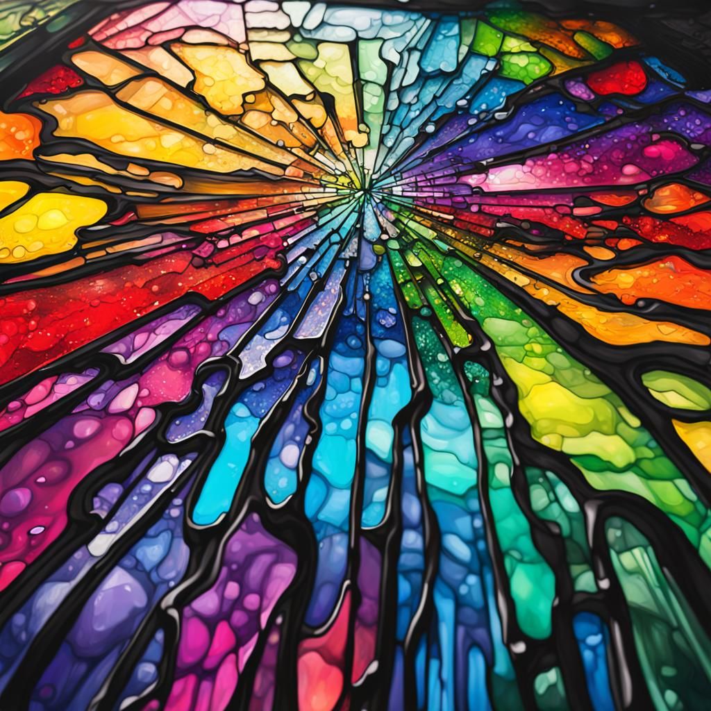 Rainbow Stained Glass Graffiti Art