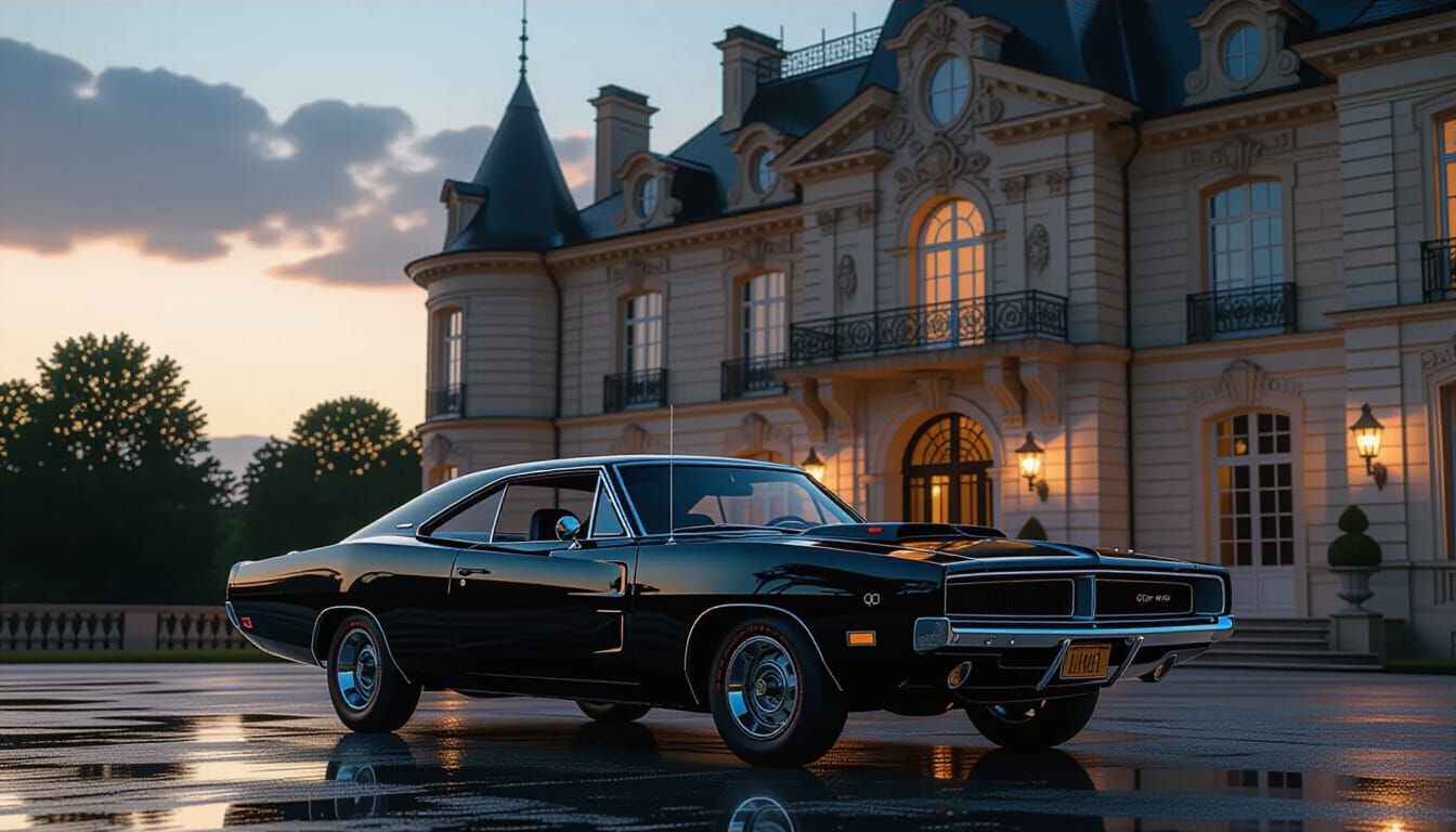 1969 Dodge Charger at Vintage Chateau at Dusk