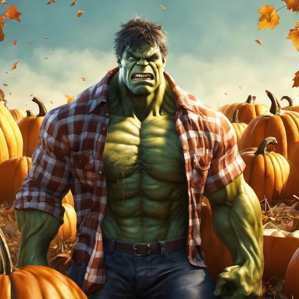 Hulk's Autumn Portrait in Comic Book Style