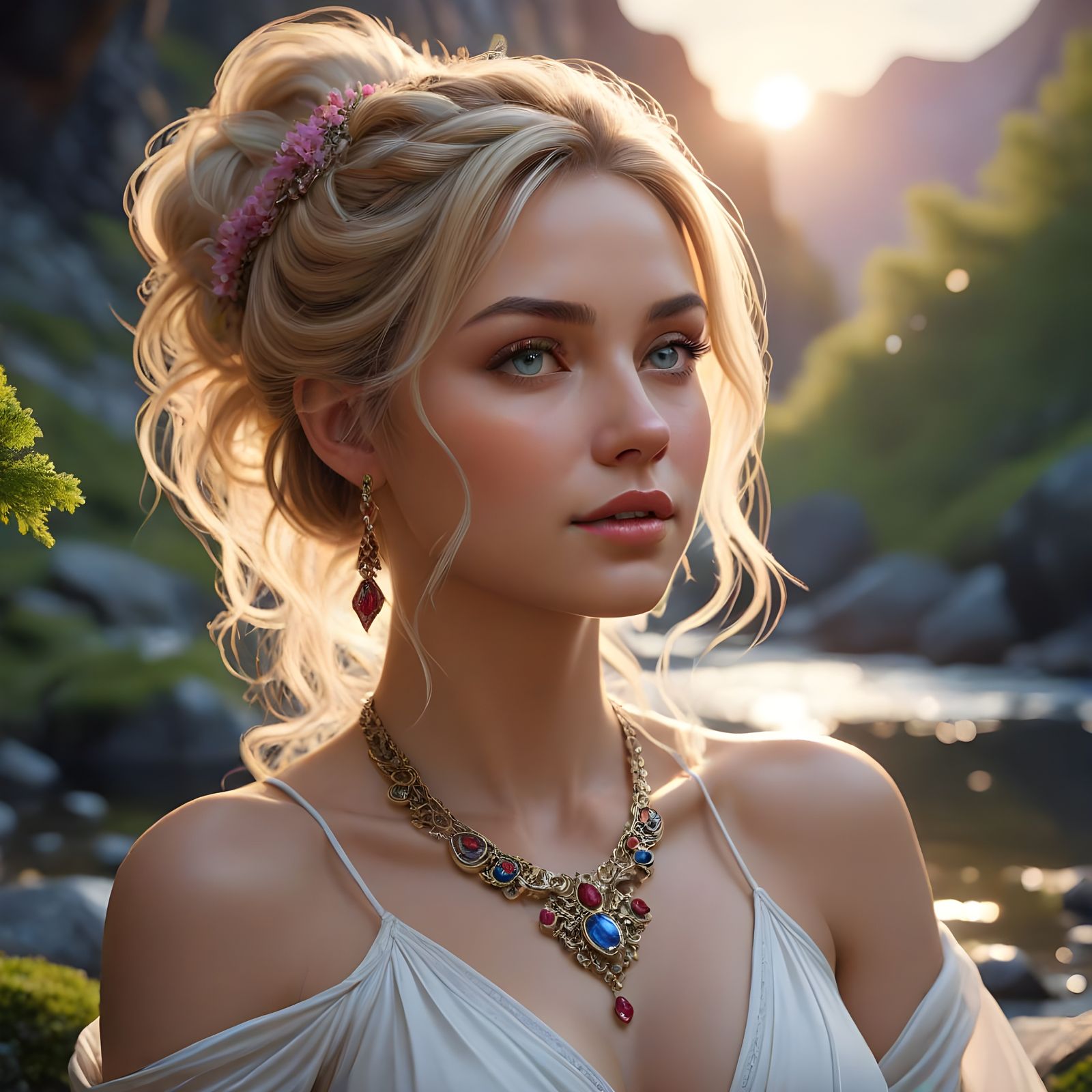 Hyper Realistic Norse Goddess Portrait in Soft Focus