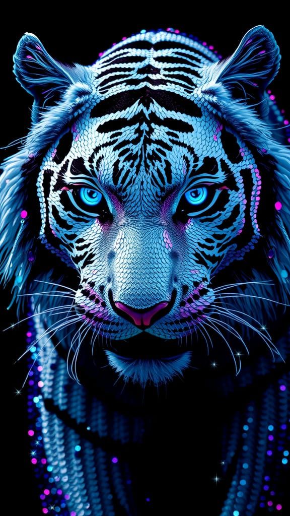 Sequin White Tiger in Radiant Splendor