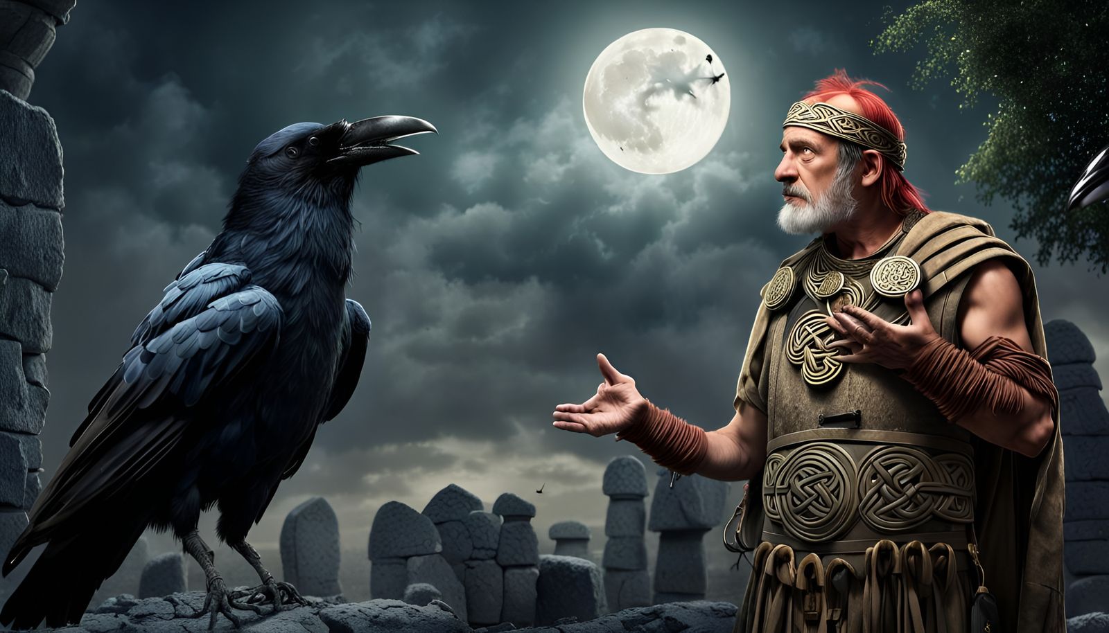 Celtic Village: Whispers in the Moonlight as Digital Art