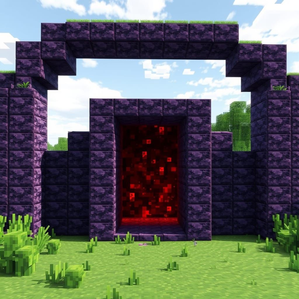 Minecraft Nether Portal in a Field