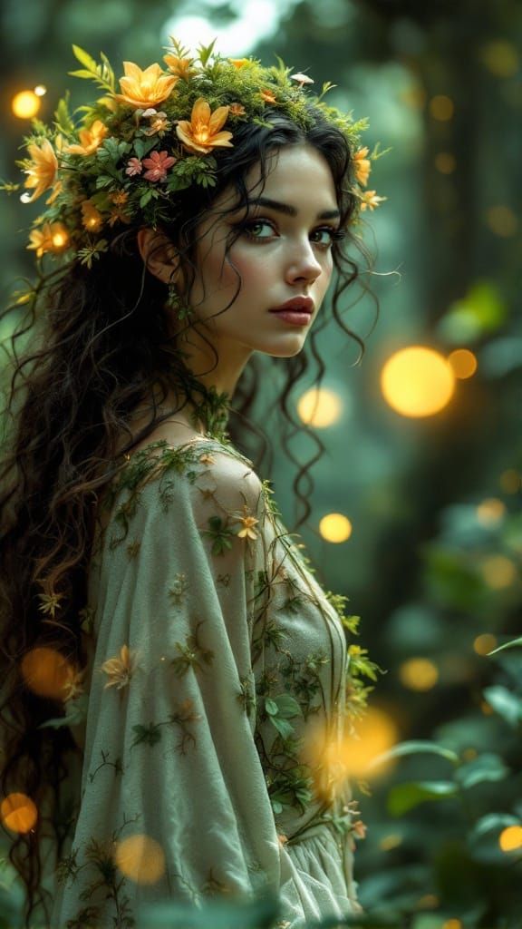 Ethereal Nature Spirit in Verdant Forest Realm