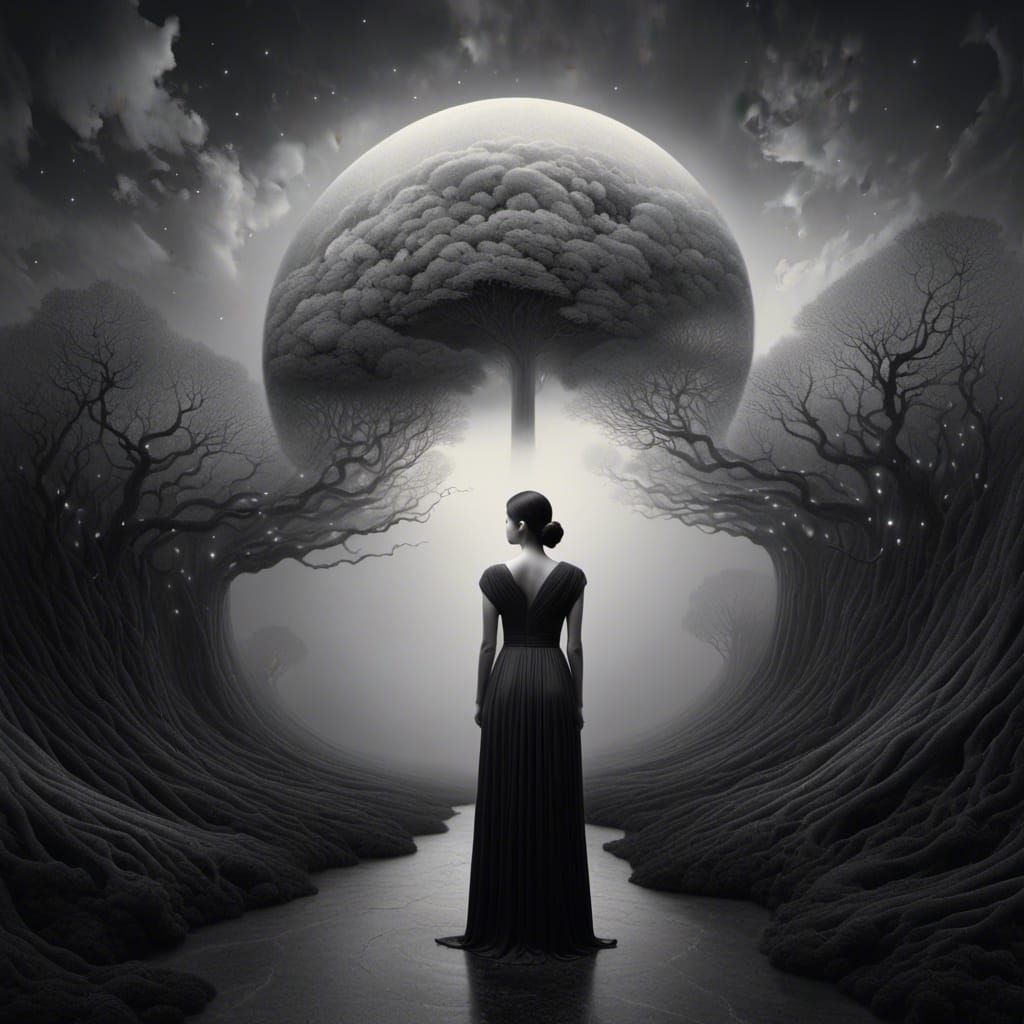 Surreal Dreamscape Double Exposure with Paint Splatter