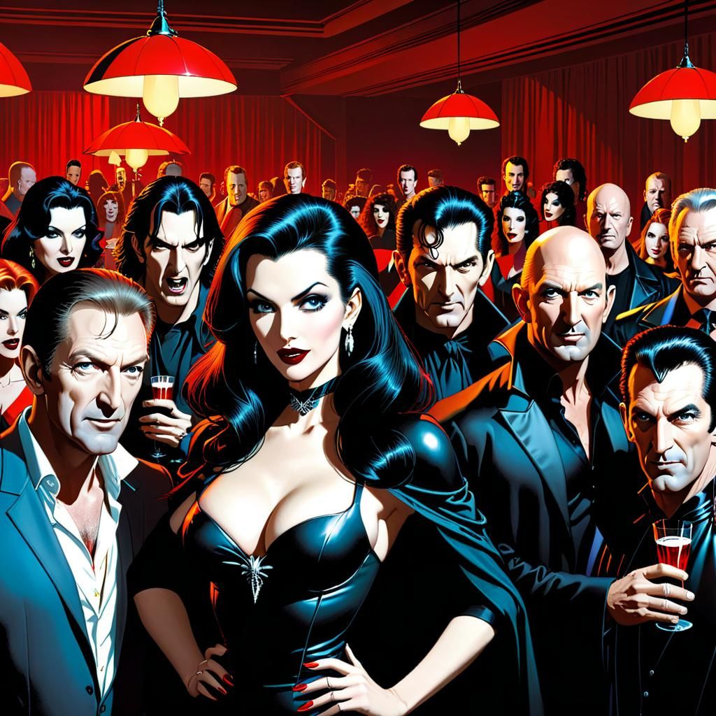 Vampire Beach Party in Comic Book Style