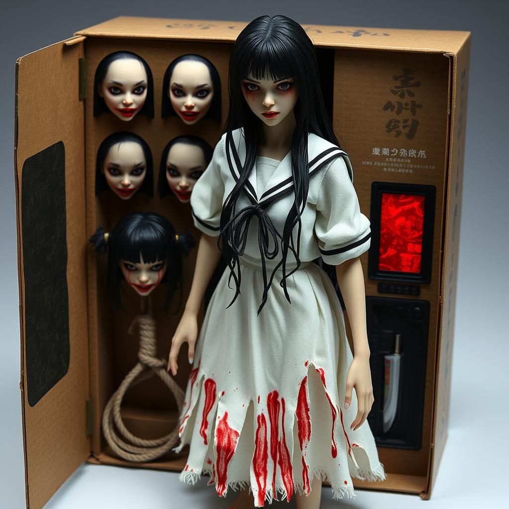 Sadako Yamamura as NECA Action Figure in Pop Art Style
