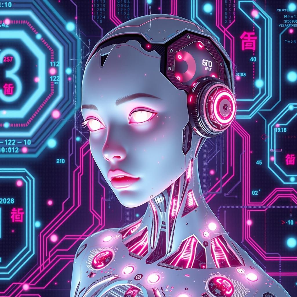 Android Siren in Cyberpunk Digital Art Style