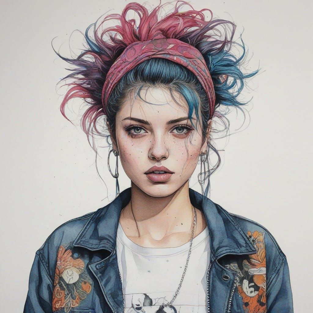 Vibrant Punk Girl in Colourful Whimsy