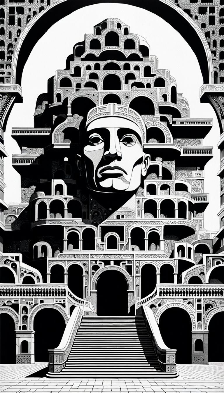 Surreal Architecture Blends with Human Face