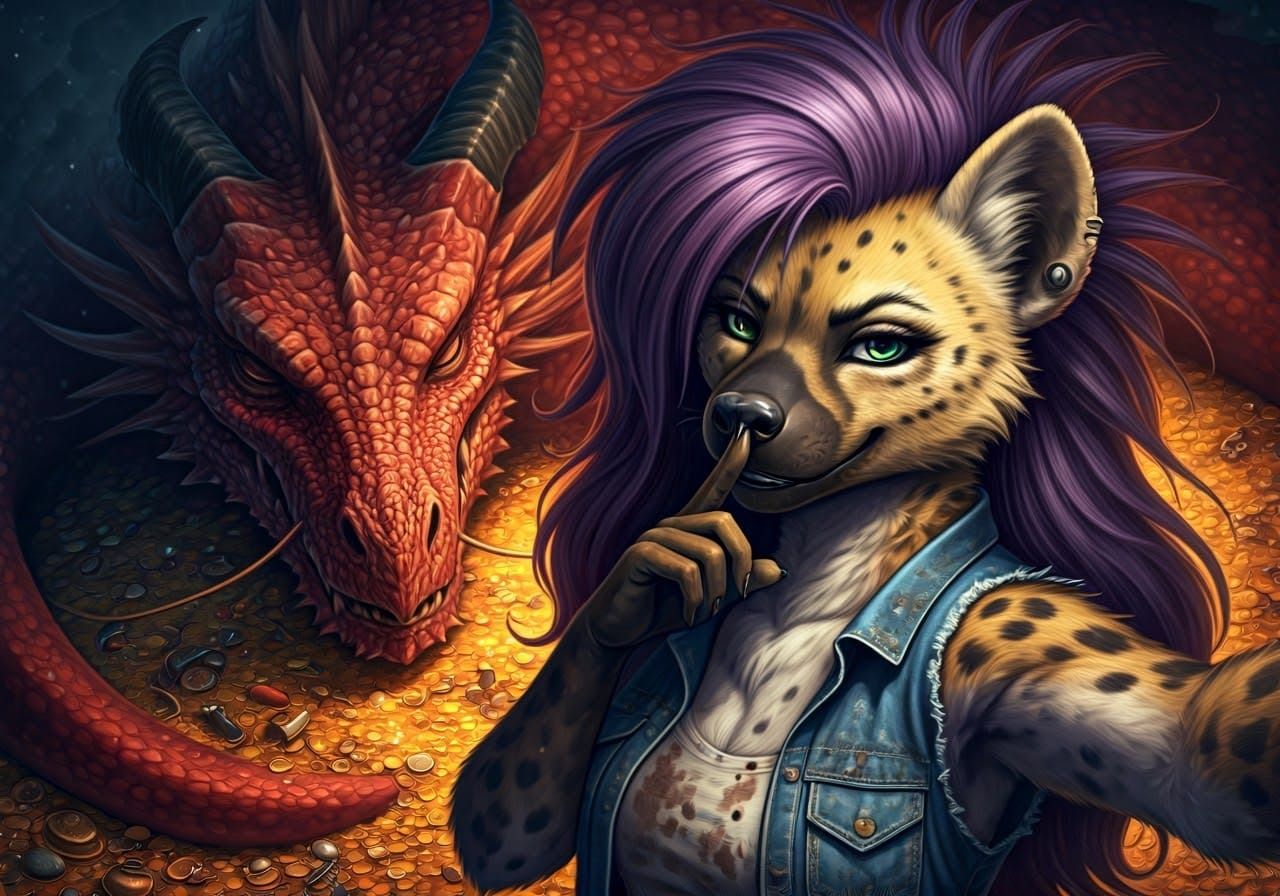 Cyberpunk Hyena Punk Rocker Captures Stealthy Moment