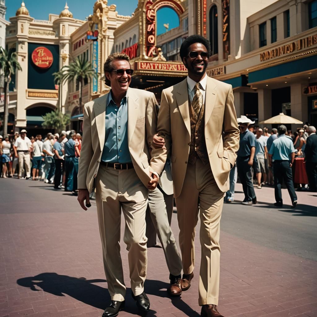 Men Celebrate Casino Win on the Strip