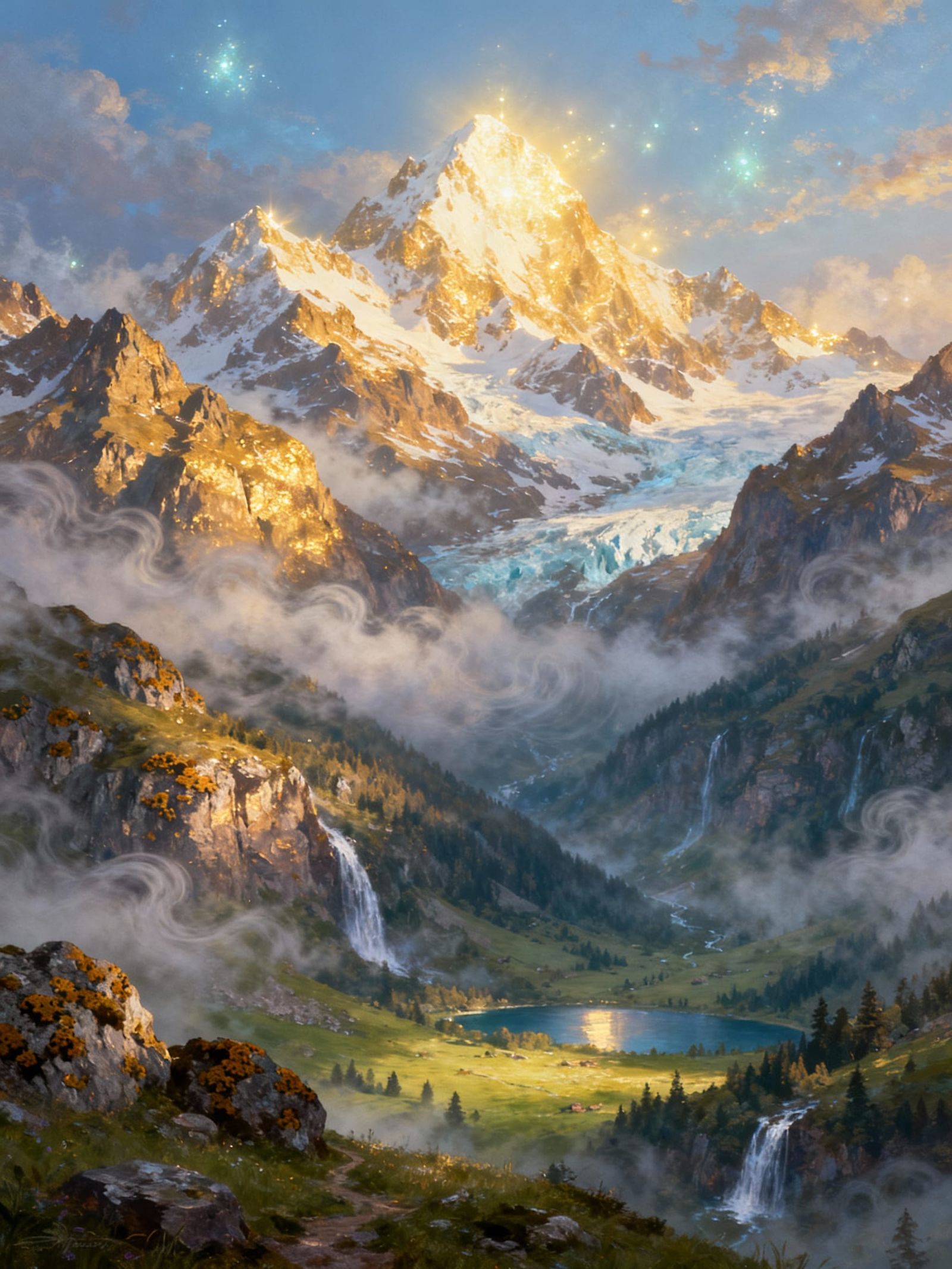Majestic Swiss Alps Ethereal Fantasy Landscape