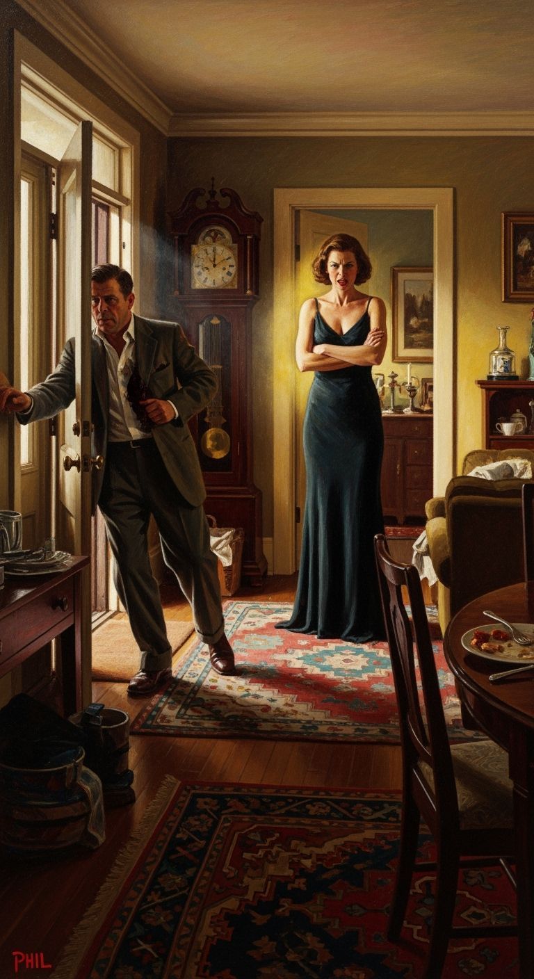 A Late Husband's Return, in Rockwell Style
