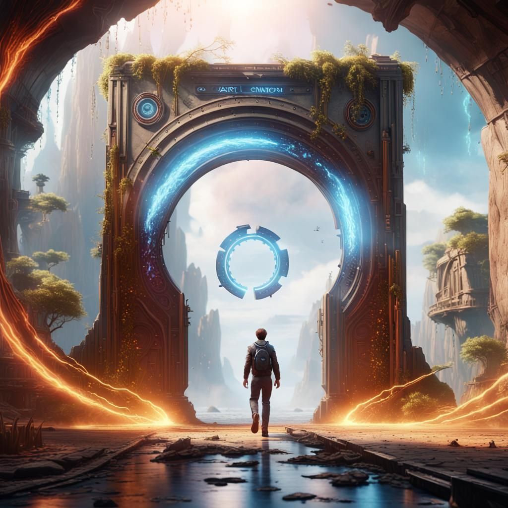Man Walks Through a Fantasy Portal