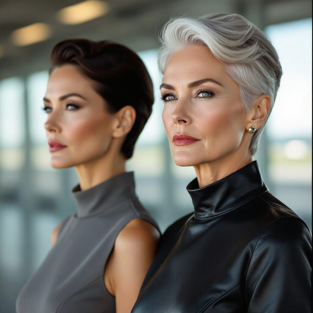 Stern Elderly Women in Fashion Photography Style